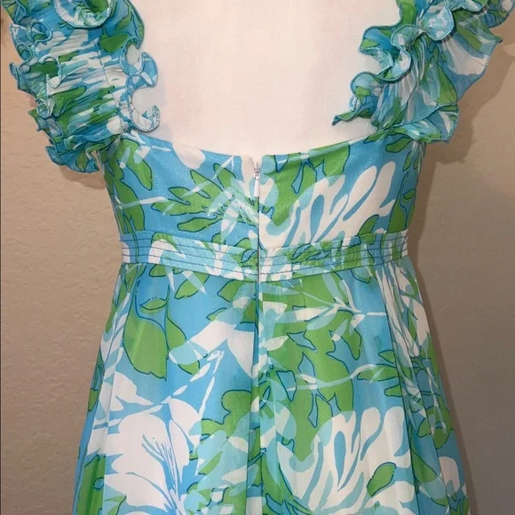 EUC Lilly Pulitzer Chiffon Maxi Ruffle Empire Waist Size 6 - Picture 8 of 16